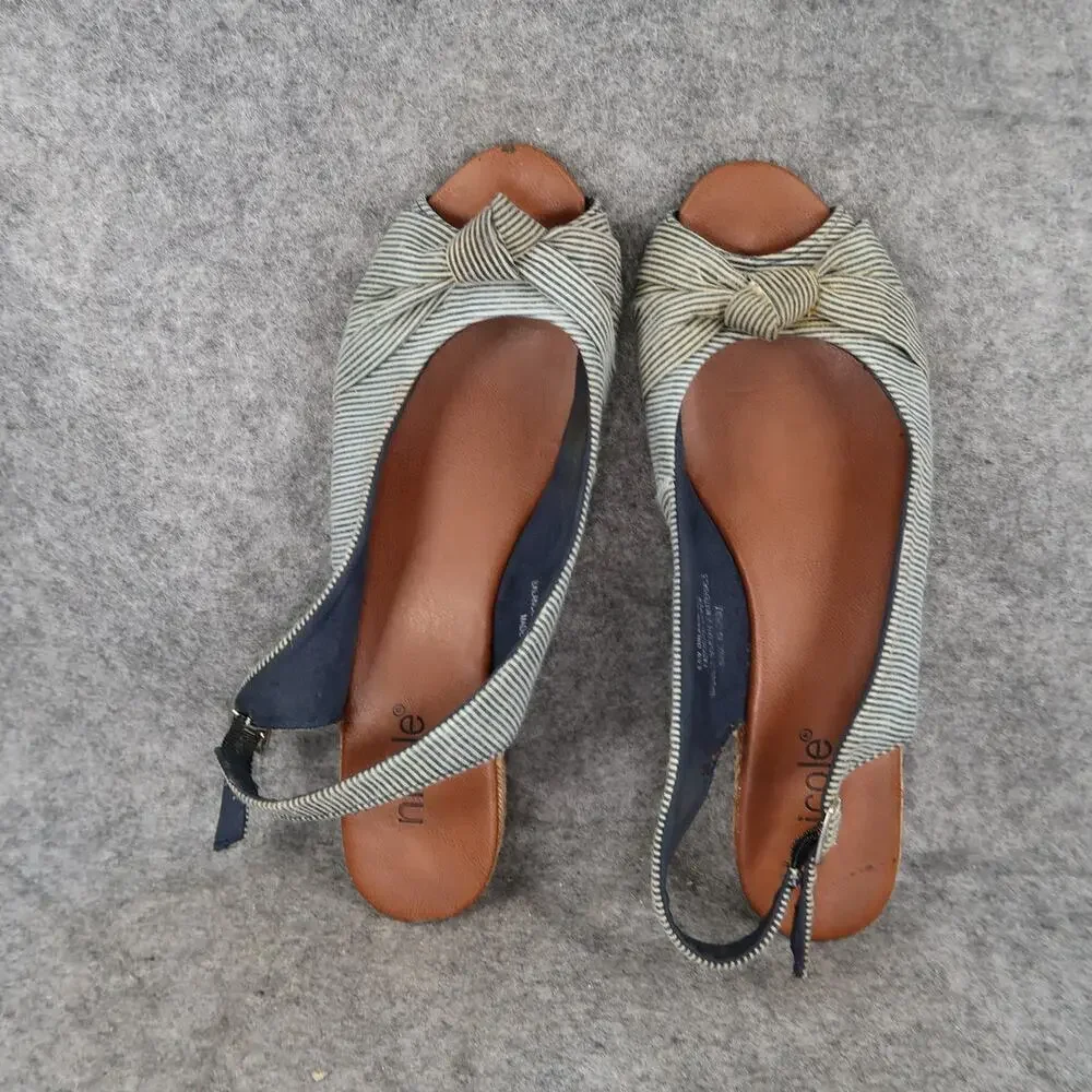 Nicole Shoes Womens 8.5 Sandals Slingback Peep Toe Orlando Wide Buckle Knot_6